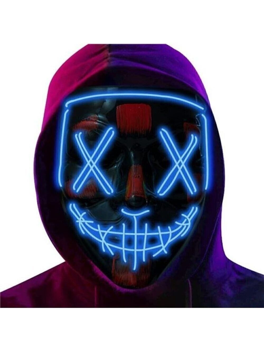 BLUE Halloween Mask LED Light Up Festival Cosplay Costume Masquerade Party NEW